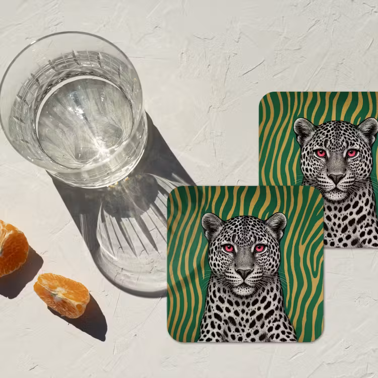 Onderzetter - Panter - Zebrapatroon - Groen — 3