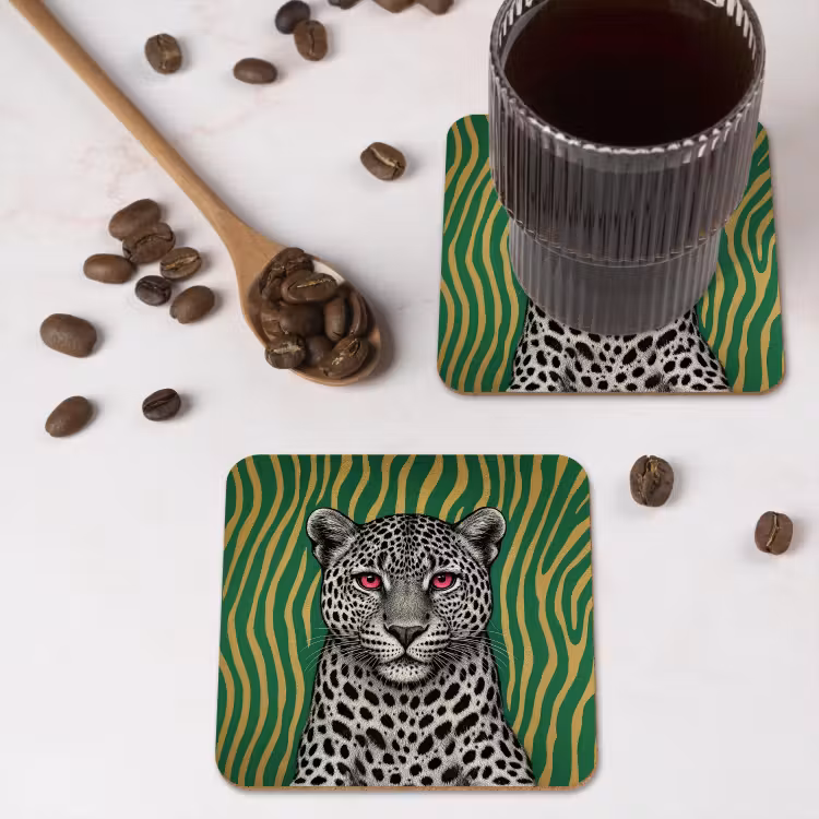 Onderzetter - Panter - Zebrapatroon - Groen — 4