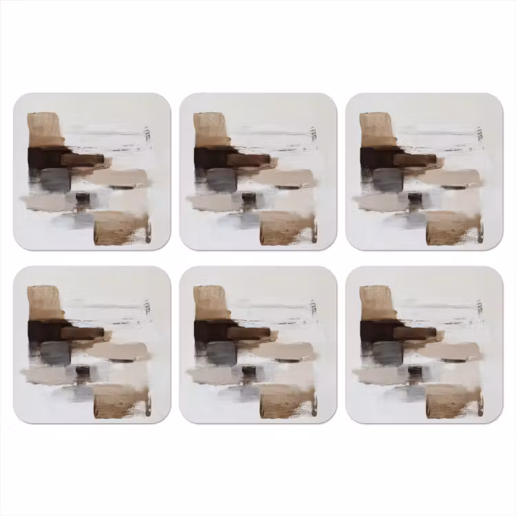 Onderzetter - Penseelstreken - Balans - Beige - Bruin — 1