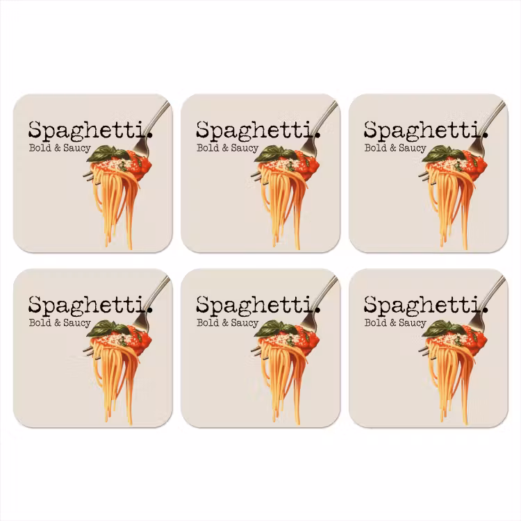 Onderzetter - Spaghetti - tomatensaus - Parmezaanse kaas — 1