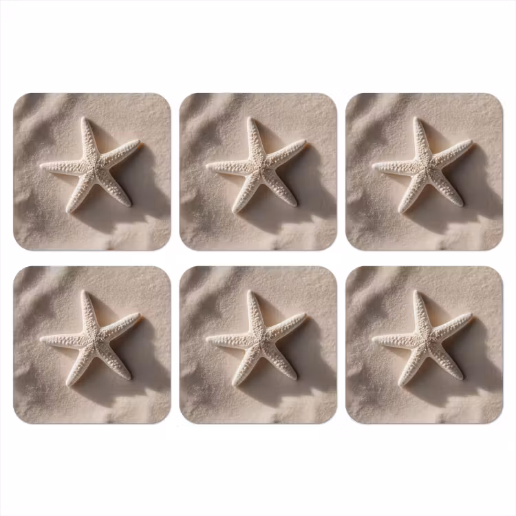 Onderzetter - Strand - Zeester - Zand - Beige — 1