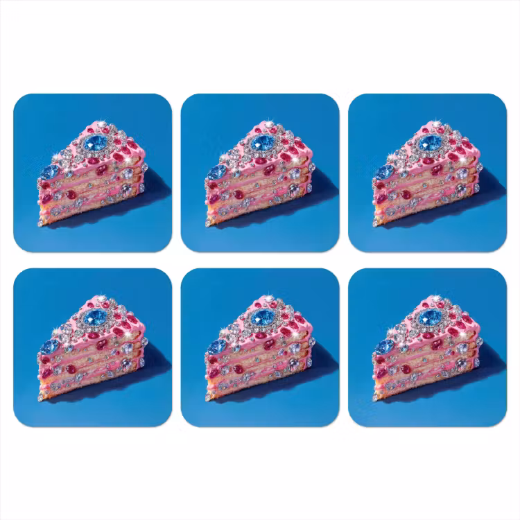 Onderzetter - Taart - Edelstenen - Glitters - Roze — 1