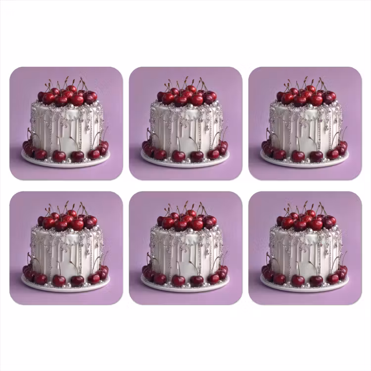 Onderzetter - Taart - Kersen - Juwelen - Rood — 1