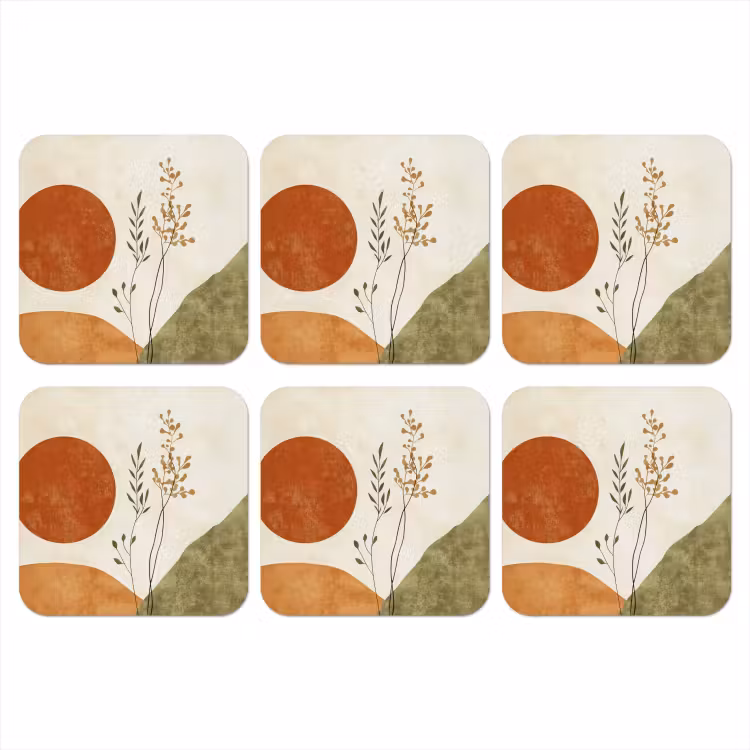 Onderzetter - Zon - Abstract - Takken - Oranje — 1