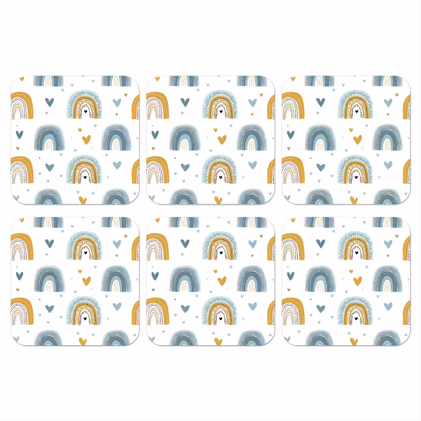 Onderzetter - Patroon - Regenboog - Hartjes — 1