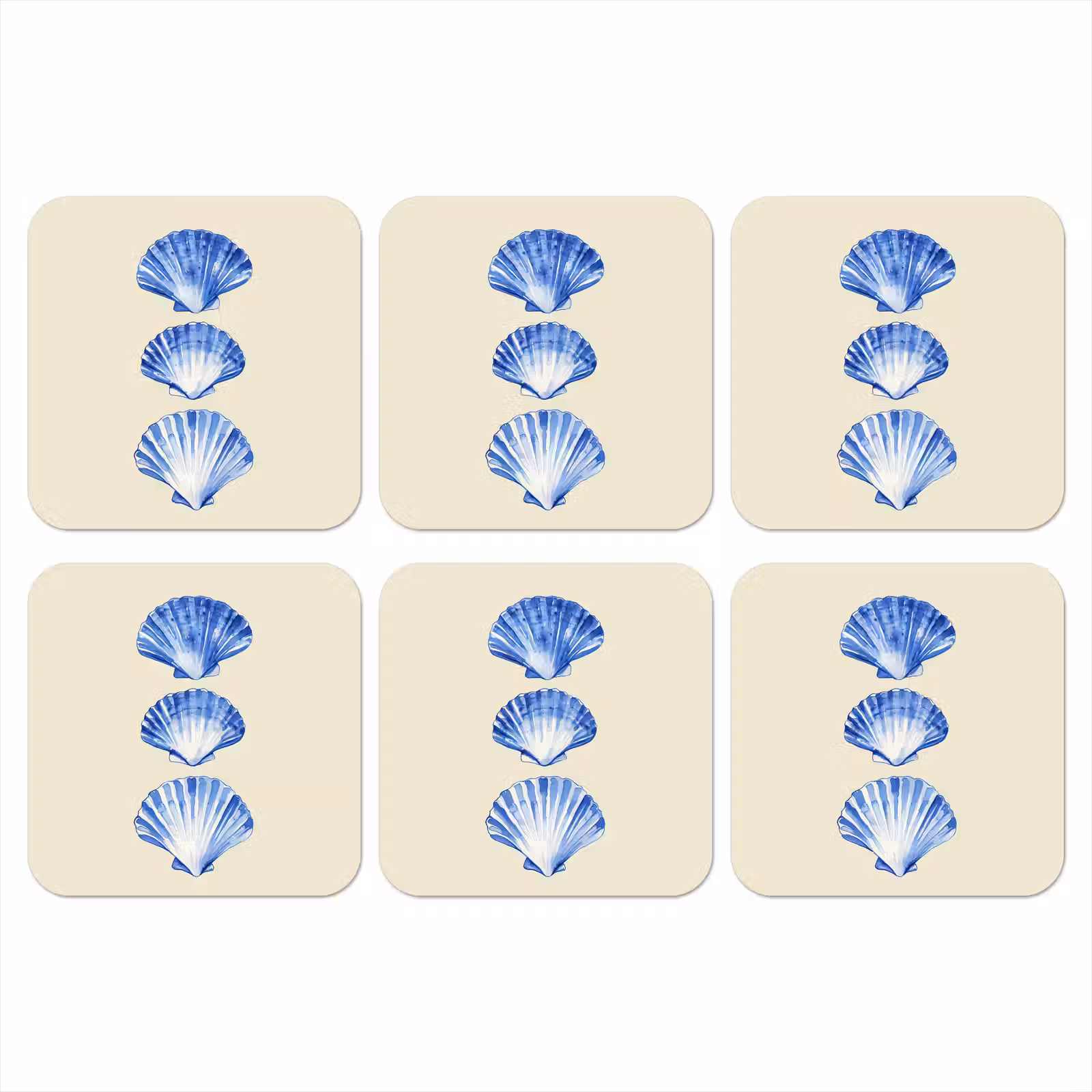 Onderzetter - Schelpen - Blauw - Beige — 1