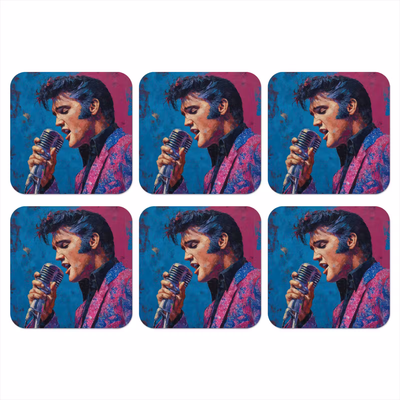 Onderzetter - Zingende man - Glitterjas - Microfoon — 1
