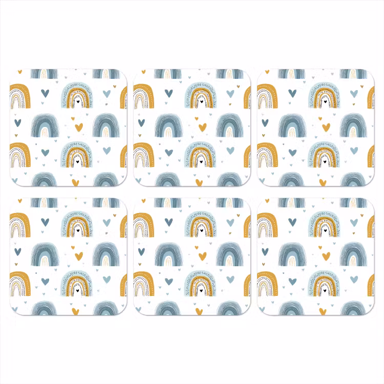 Onderzetter - Patroon - Regenboog - Hartjes — 1