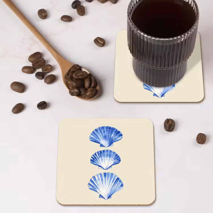 Onderzetter - Schelpen - Blauw - Beige — 4