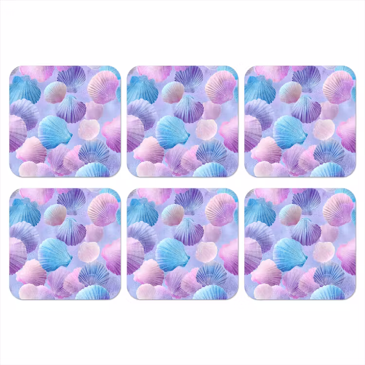 Onderzetter - Schelpen - Paars - Blauw - Patroon — 1