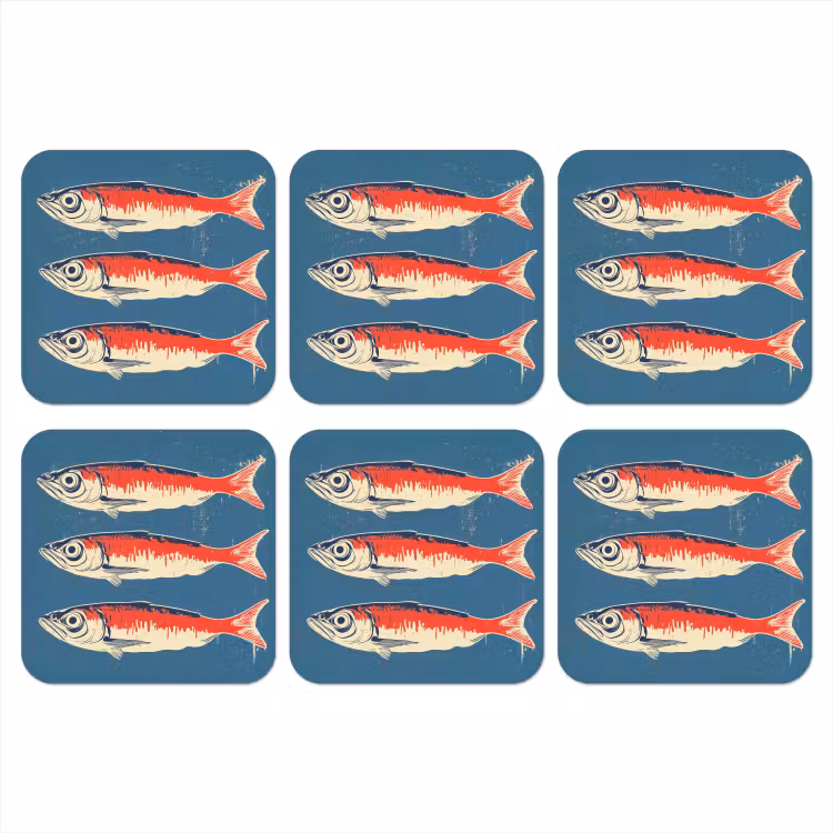 Onderzetter​ - Vissen - Rood - Blauw — 1
