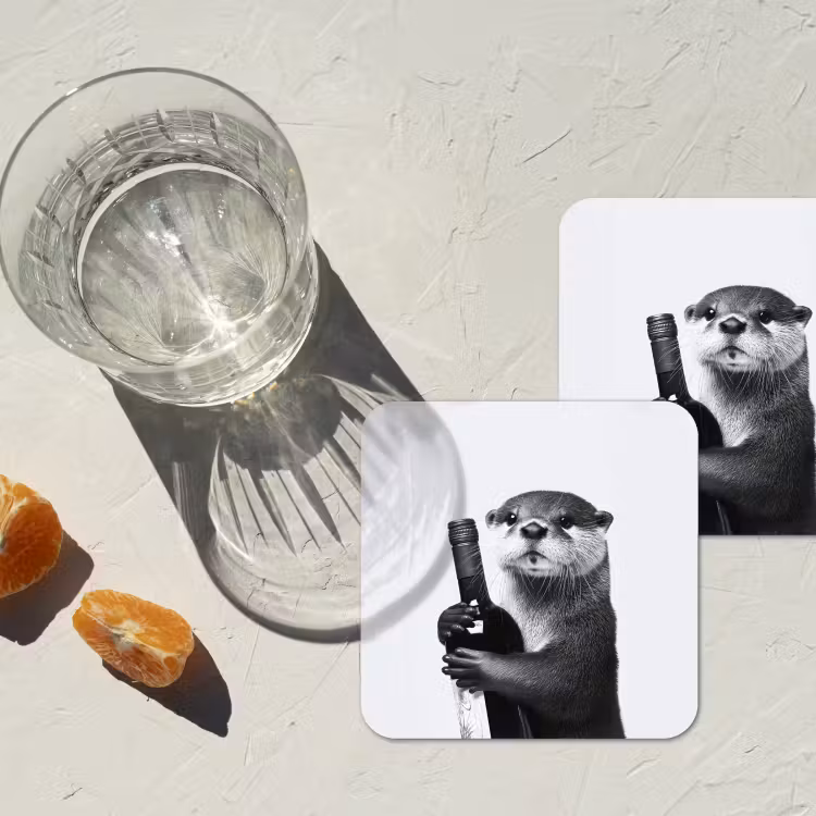 Onderzetter - Wijnfles - Otter - Zwart — 3