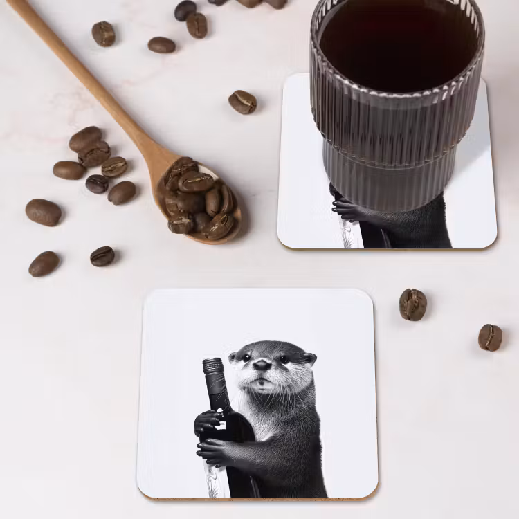 Onderzetter - Wijnfles - Otter - Zwart — 4