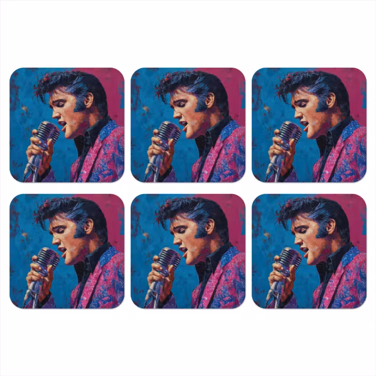 Onderzetter - Zingende man - Glitterjas - Microfoon — 1