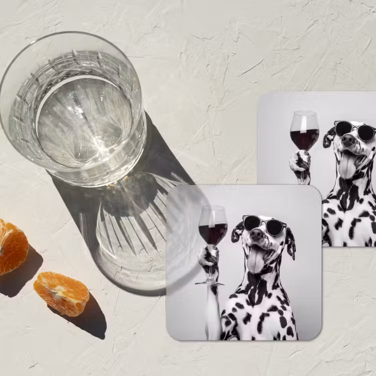 Onderzetter - Zonnebril - Dalmatiër - Wijnglas - Tong — 3