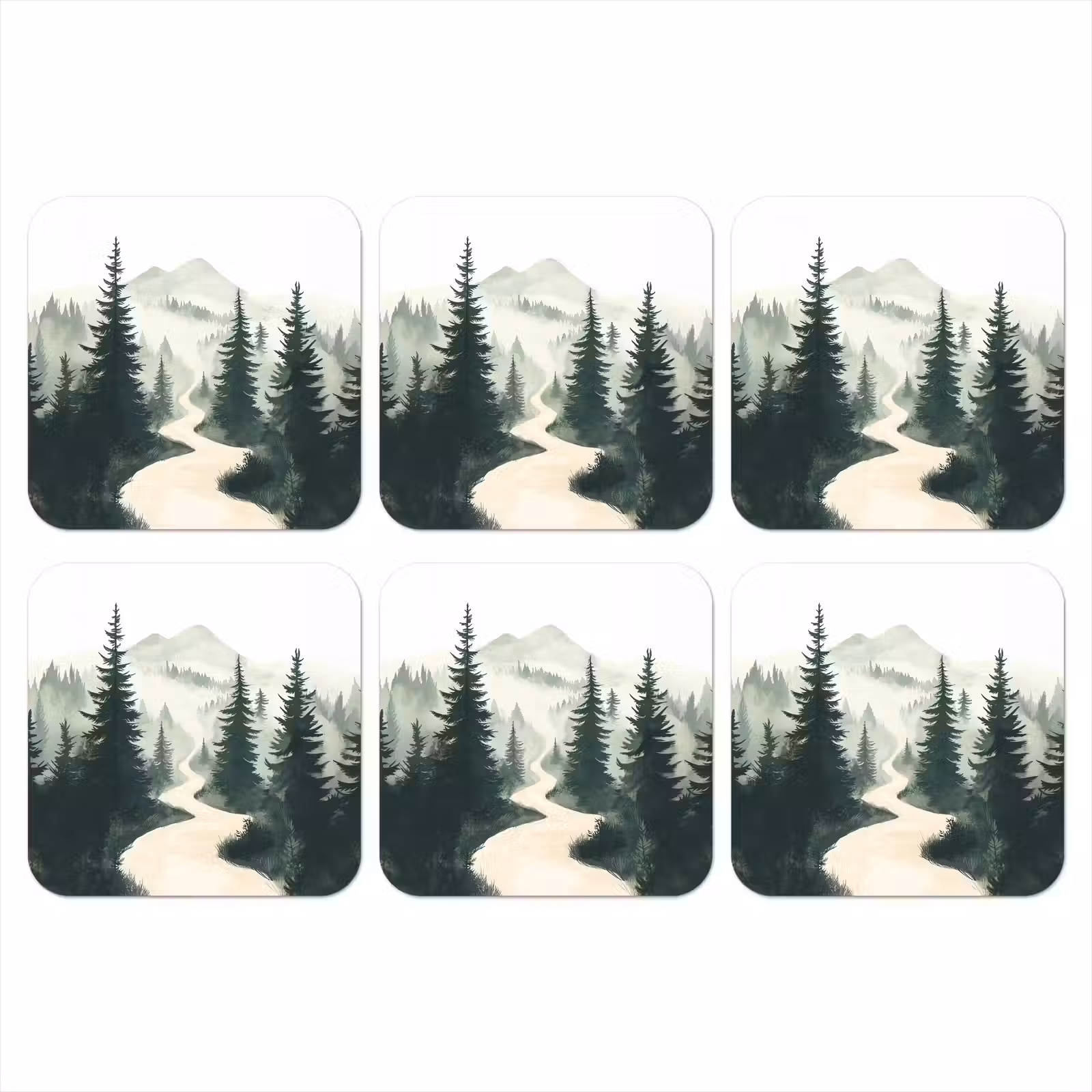 Onderzetter - Pad - Bomen - Bos - Illustratie — 1