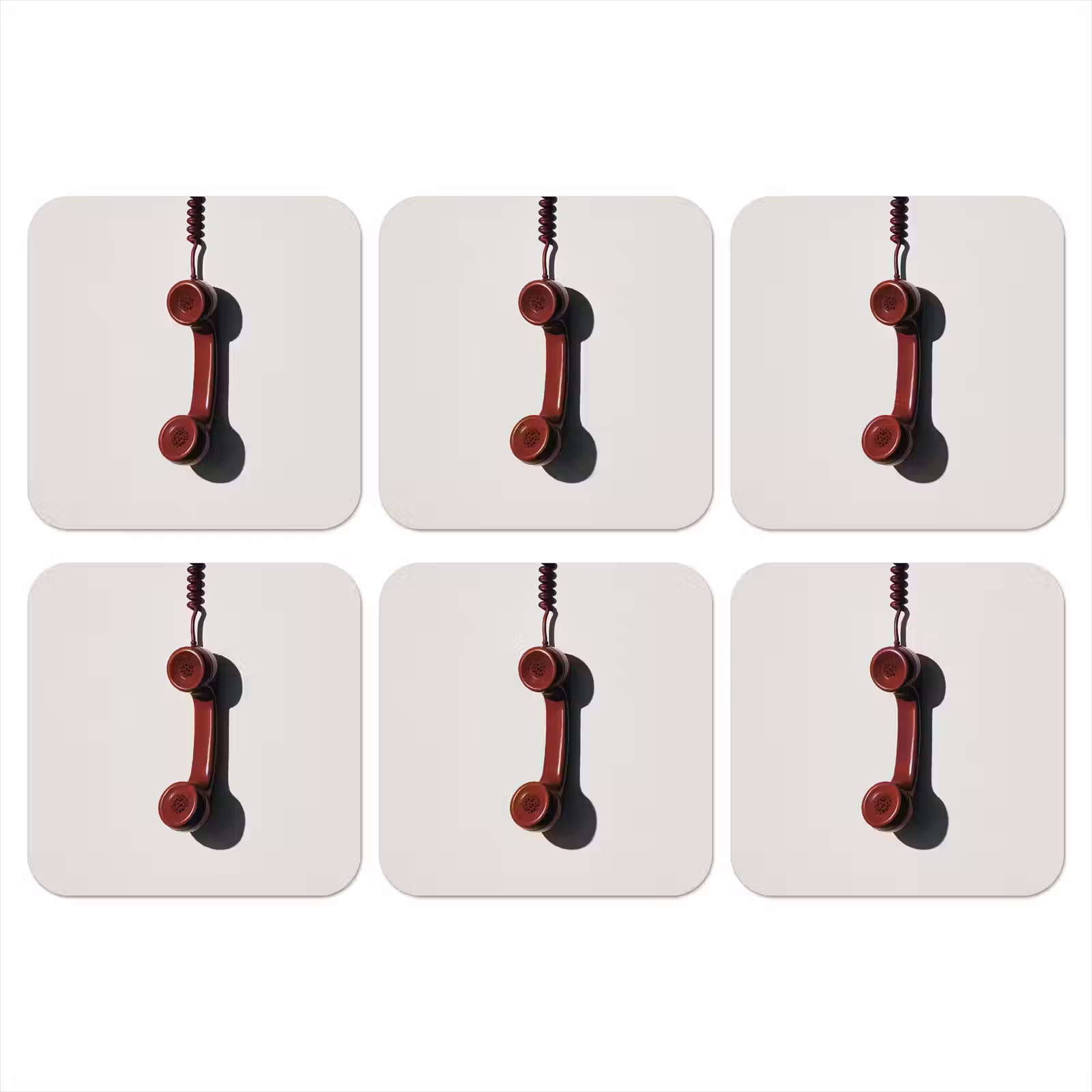 Onderzetter - Telefoon - Koord - Rood - Minimalistisch — 1