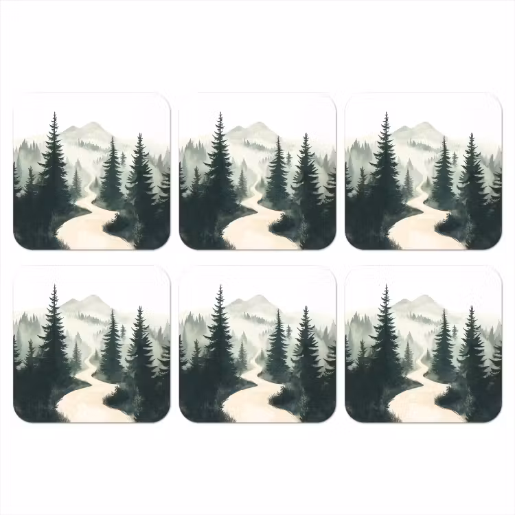 Onderzetter - Pad - Bomen - Bos - Illustratie — 1