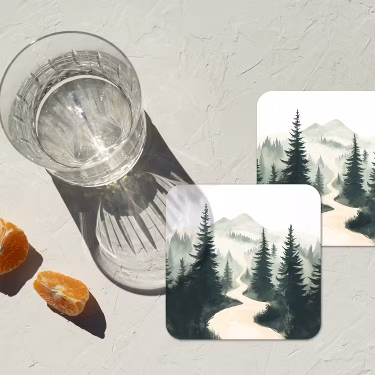 Onderzetter - Pad - Bomen - Bos - Illustratie — 3