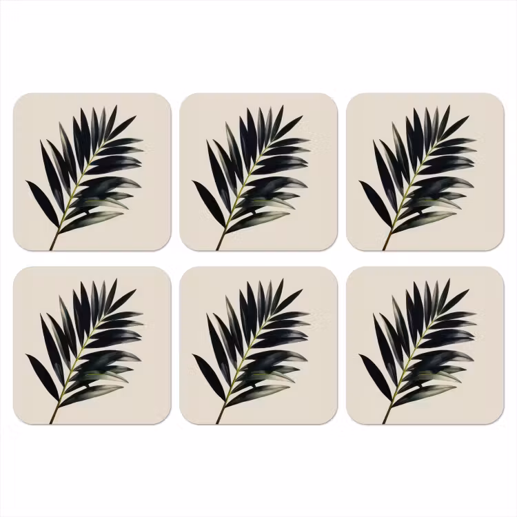 Onderzetter - Palmblad - Subtiel - Groen - beige — 1