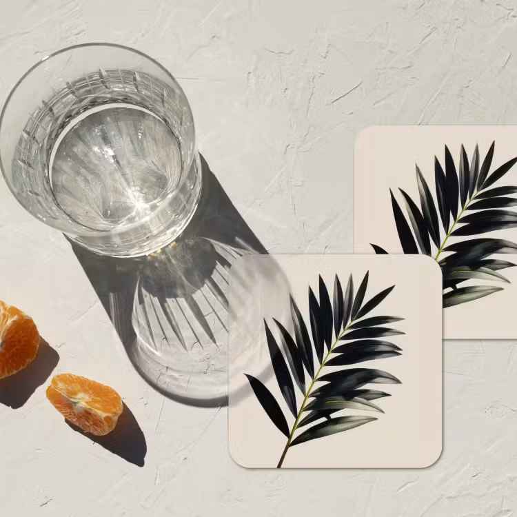 Onderzetter - Palmblad - Subtiel - Groen - beige — 3