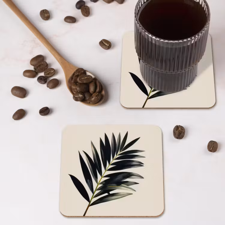 Onderzetter - Palmblad - Subtiel - Groen - beige — 4