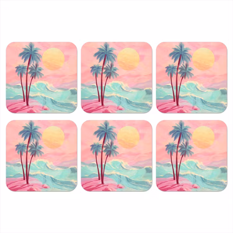 Onderzetter​ - Palmbomen - Golven - Zee — 1