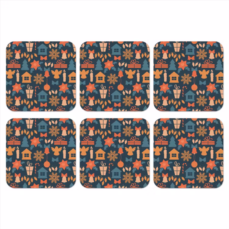 Onderzetter - Patroon - Kerst - Symbolen - Blauw — 1
