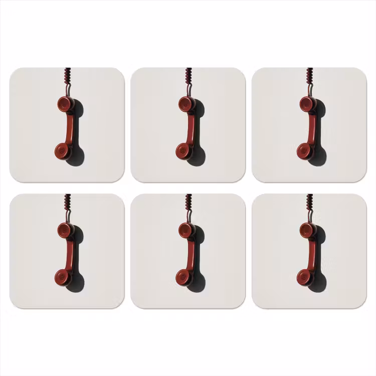 Onderzetter - Telefoon - Koord - Rood - Minimalistisch — 1