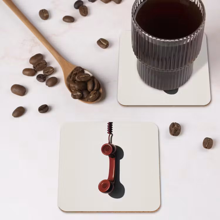 Onderzetter - Telefoon - Koord - Rood - Minimalistisch — 4