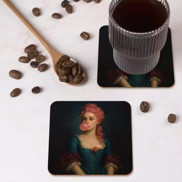Onderzetter - Vrouw - Portret - Kauwgombel — 4
