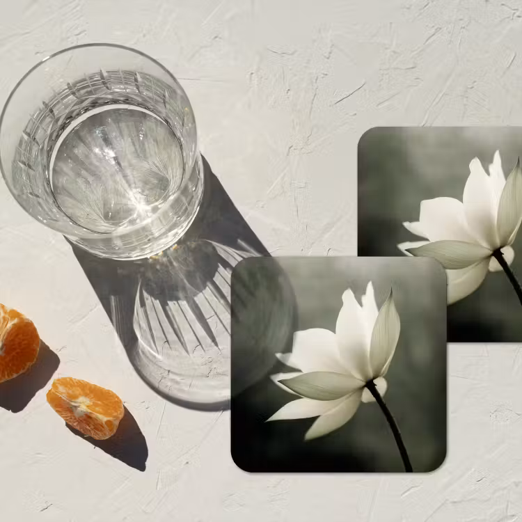 Onderzetter - Wit - Lotus - Donker - Bloem — 3