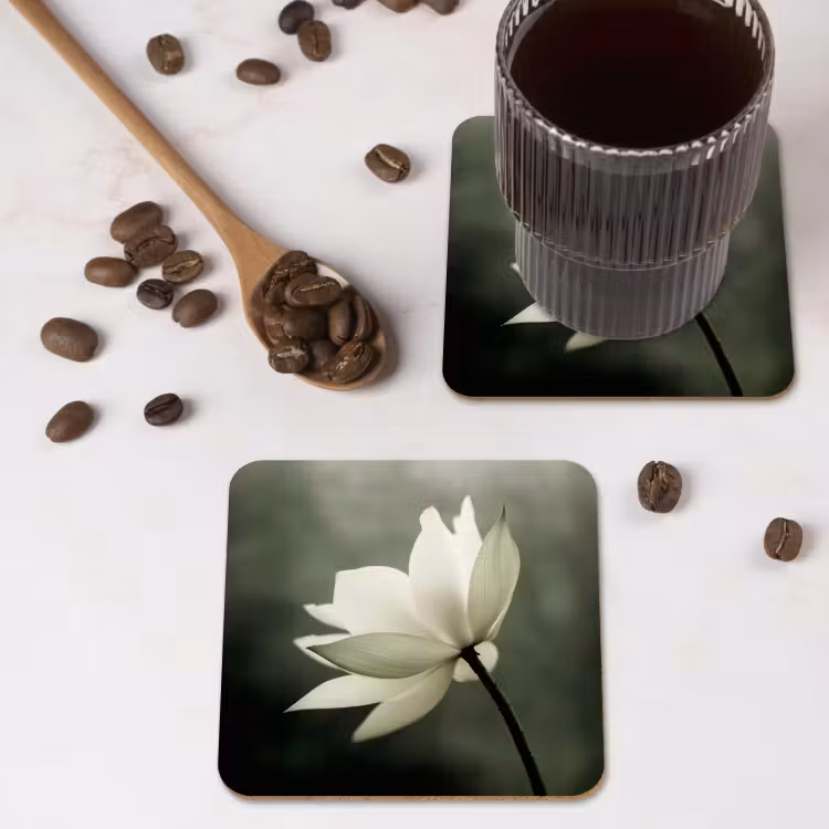 Onderzetter - Wit - Lotus - Donker - Bloem — 4