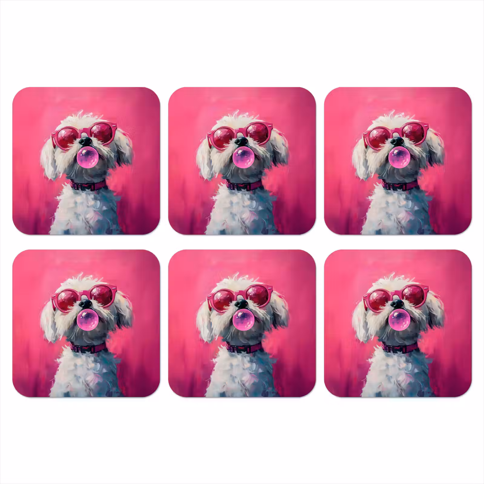 Onderzetter - Pink - Hond - Bubbel — 1
