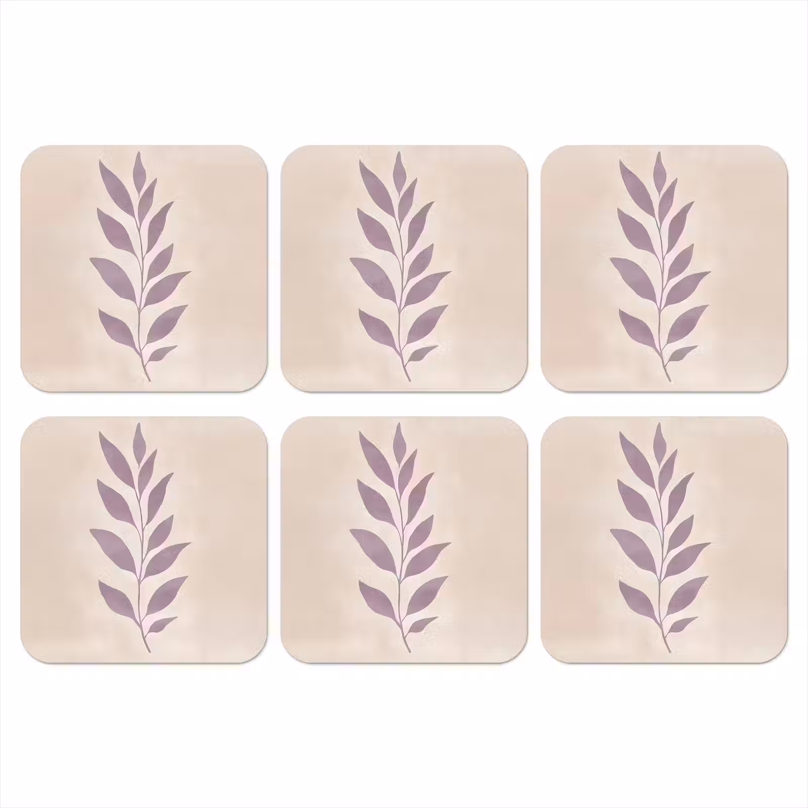 Onderzetter - Tak - Bladeren - Minimalistisch - Beige — 1