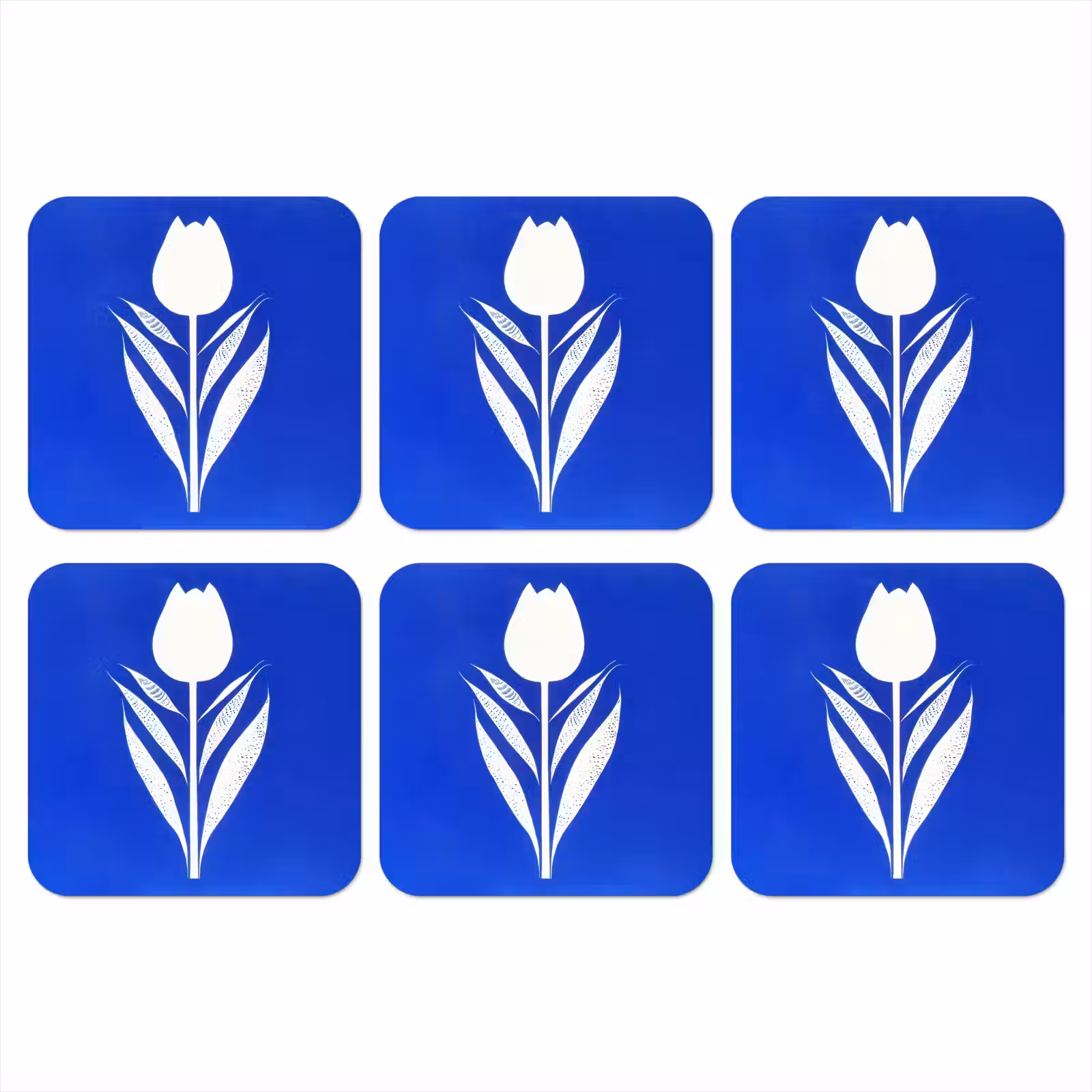 Onderzetter - Tulp - Minimalistisch - Bladeren - Wit — 1