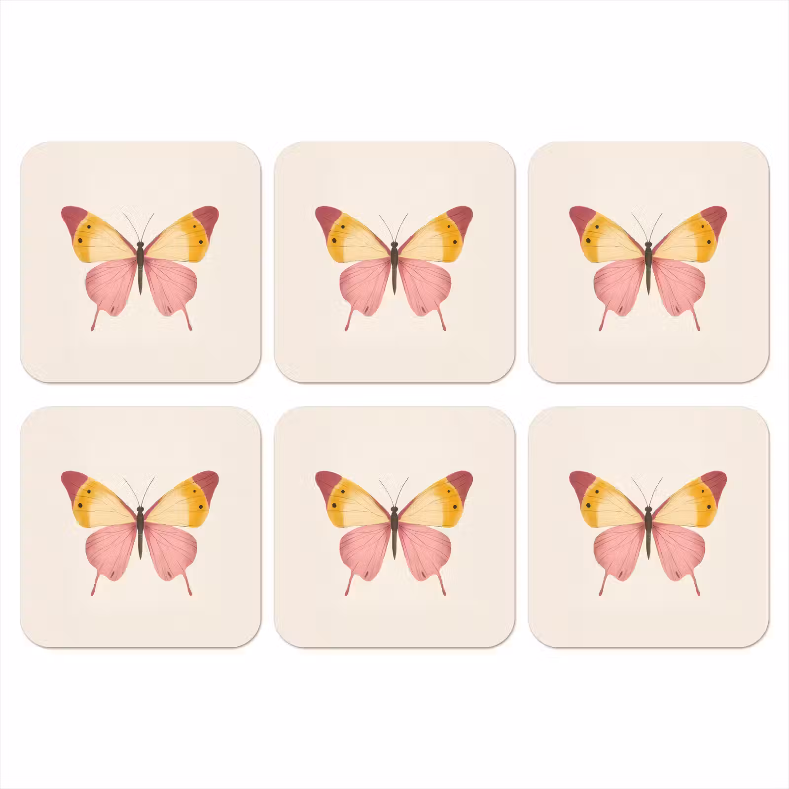 Onderzetter - Vlinder - Illustratie - Roze — 1