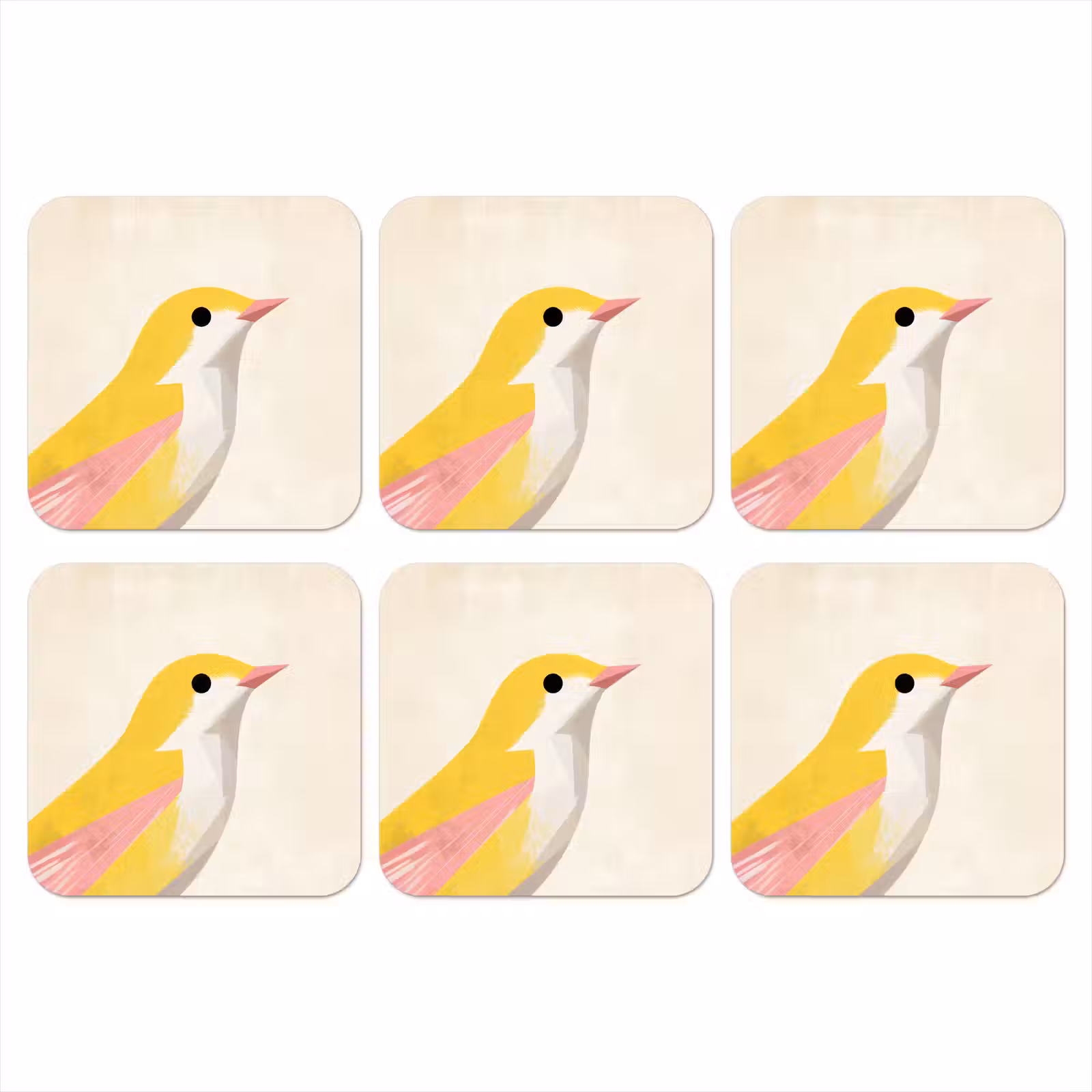 Onderzetter - Vogel - Minimalistisch - Geel — 1