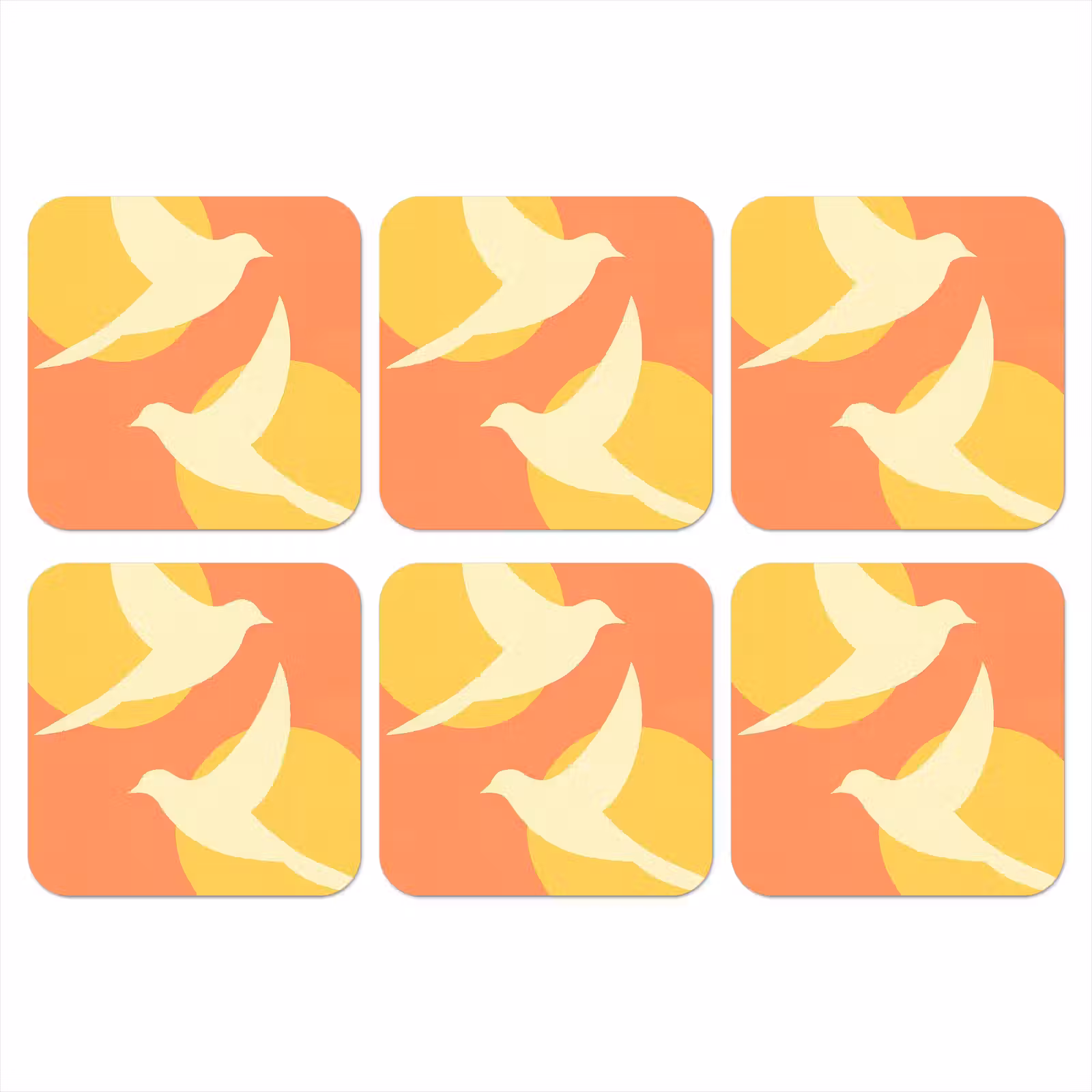 Onderzetter - Vogels - Cirkels - Geel — 1
