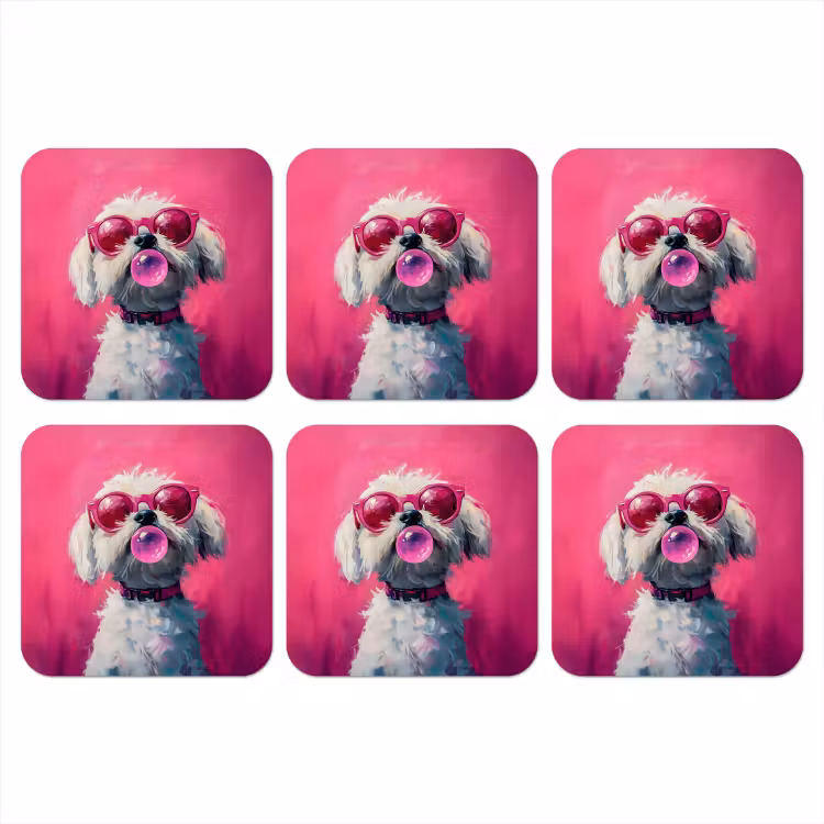 Onderzetter - Pink - Hond - Bubbel — 1