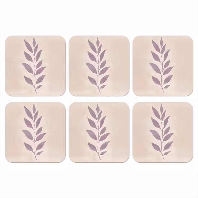 Onderzetter - Tak - Bladeren - Minimalistisch - Beige — 1