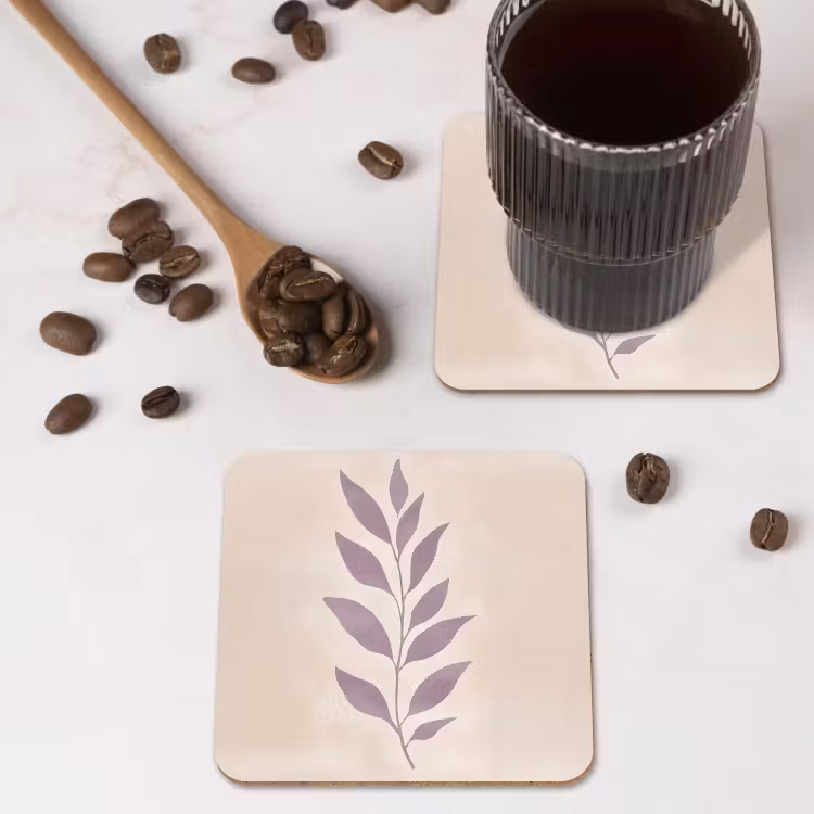 Onderzetter - Tak - Bladeren - Minimalistisch - Beige — 4