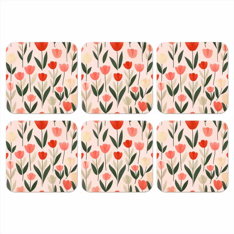 Onderzetter - Tulpen - Modern - Roze — 1