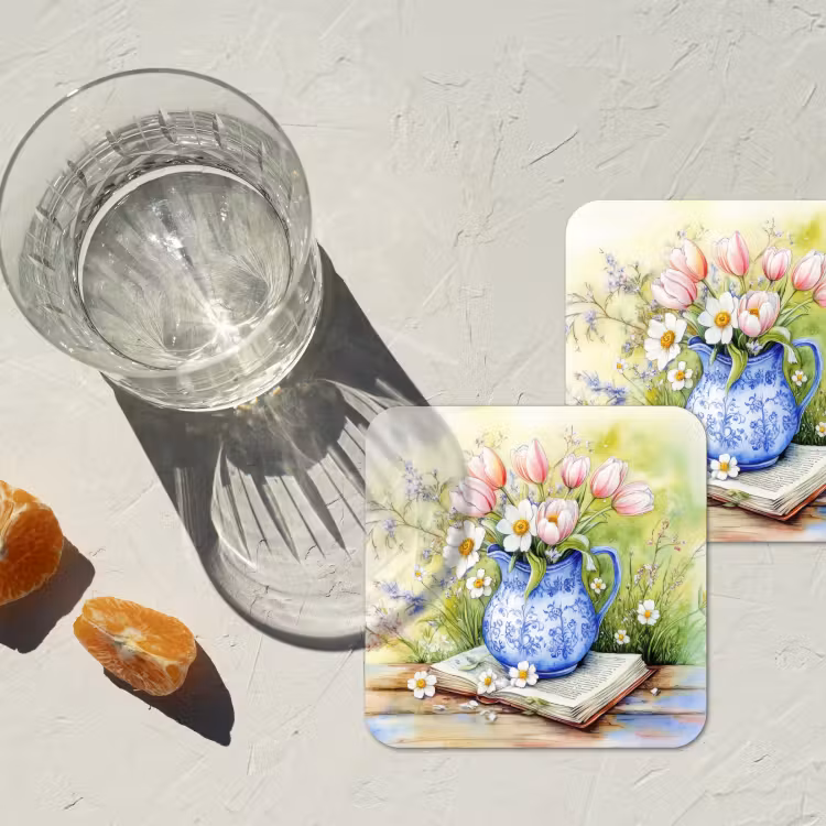 Onderzetter - Vaas - Delftsblauw - Madeliefjes — 3