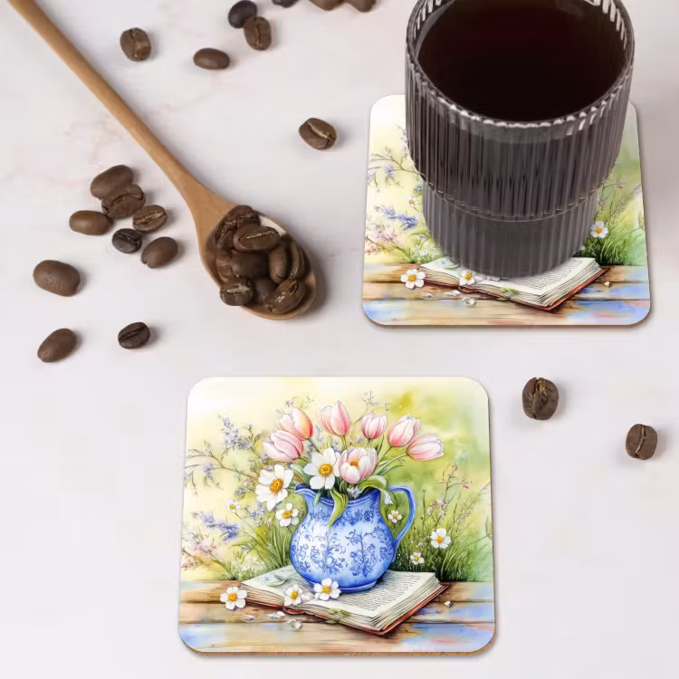 Onderzetter - Vaas - Delftsblauw - Madeliefjes — 4
