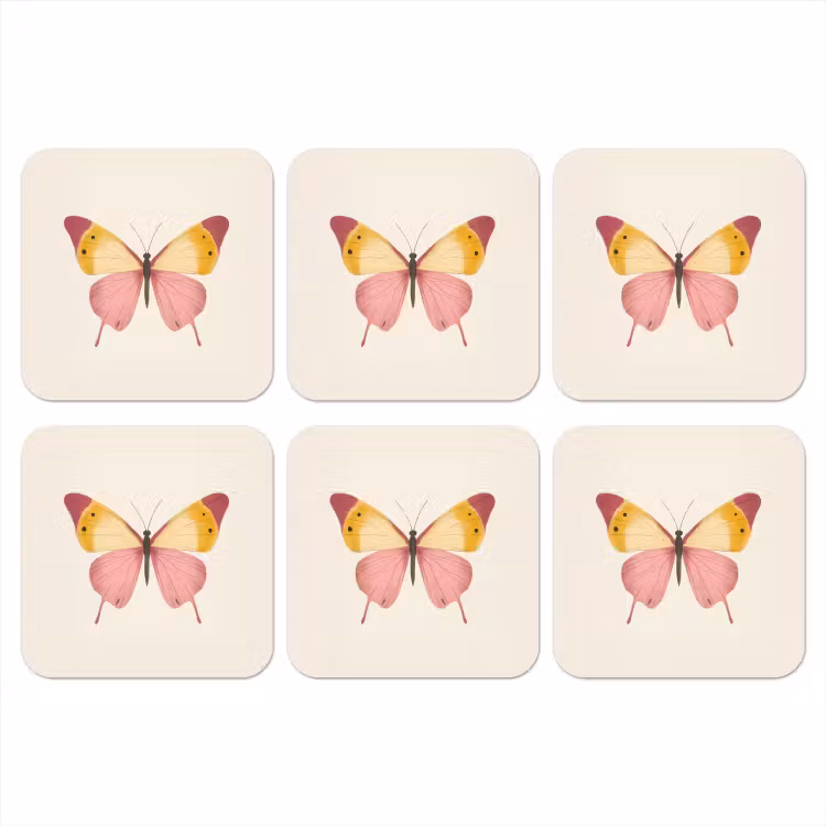Onderzetter - Vlinder - Illustratie - Roze — 1