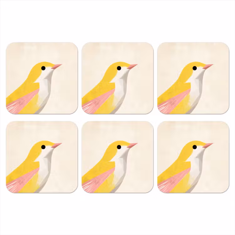 Onderzetter - Vogel - Minimalistisch - Geel — 1