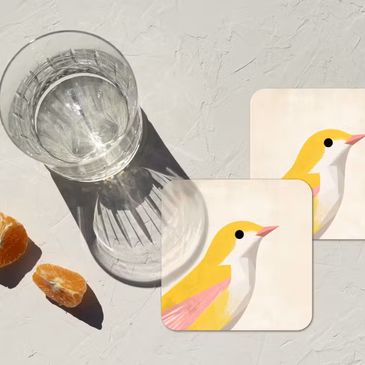 Onderzetter - Vogel - Minimalistisch - Geel — 3