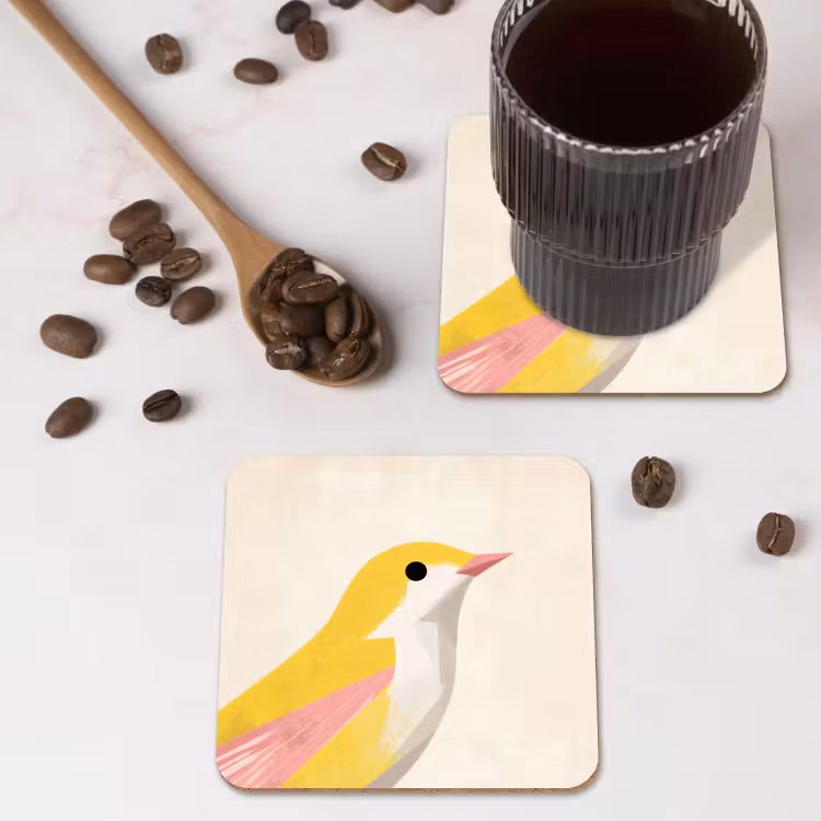 Onderzetter - Vogel - Minimalistisch - Geel — 4