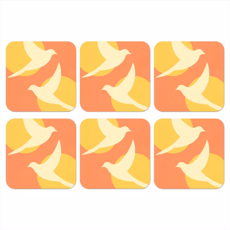 Onderzetter - Vogels - Cirkels - Geel — 1